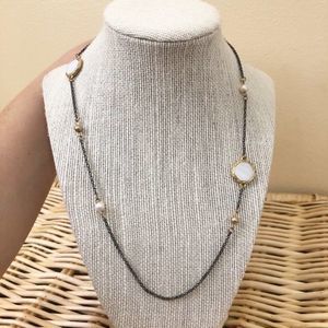 Lia Sophia Long Chain Gold and Pearl Accents